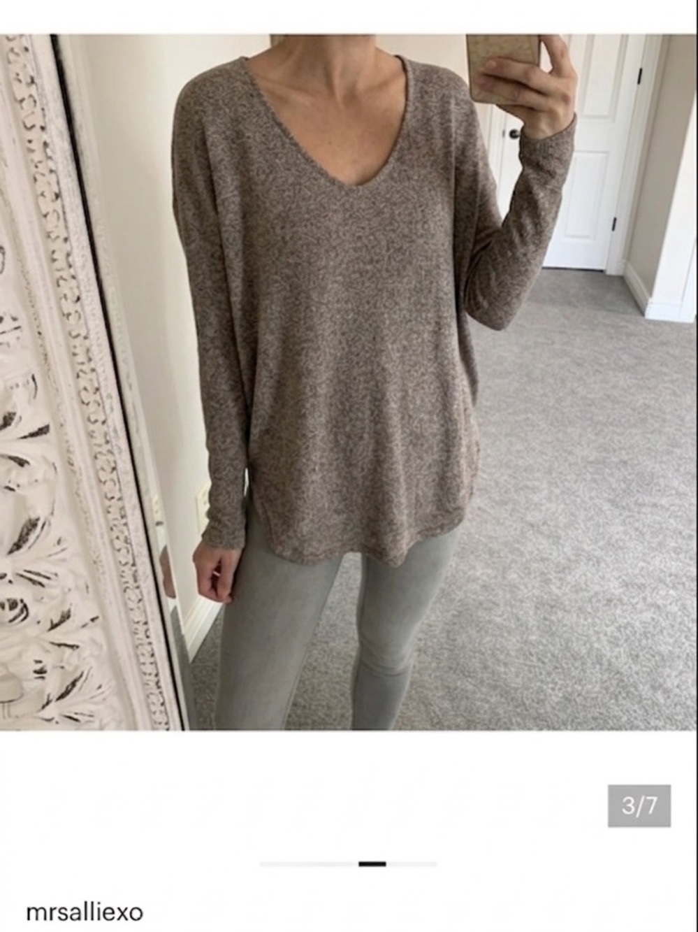 mrsalliexo Taupe V-Neck Cozy Long Sleeve Sweater